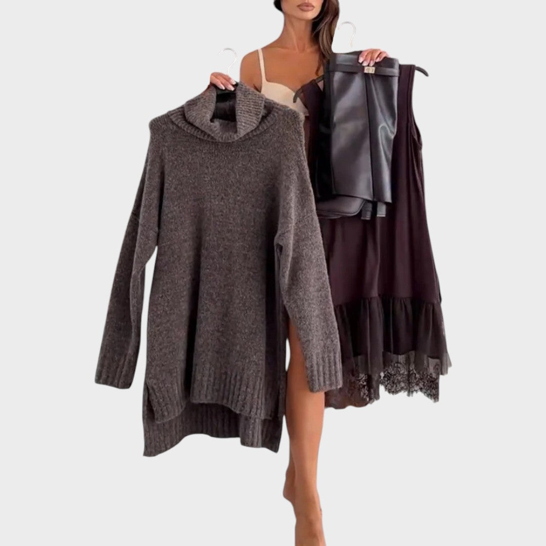 Aurora™ | Conjunto Elegante de Jersey Oversize + Vestido de Encaje