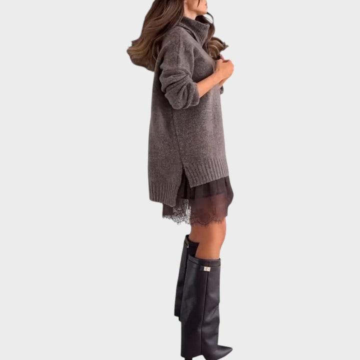 Aurora™ | Conjunto Elegante de Jersey Oversize + Vestido de Encaje
