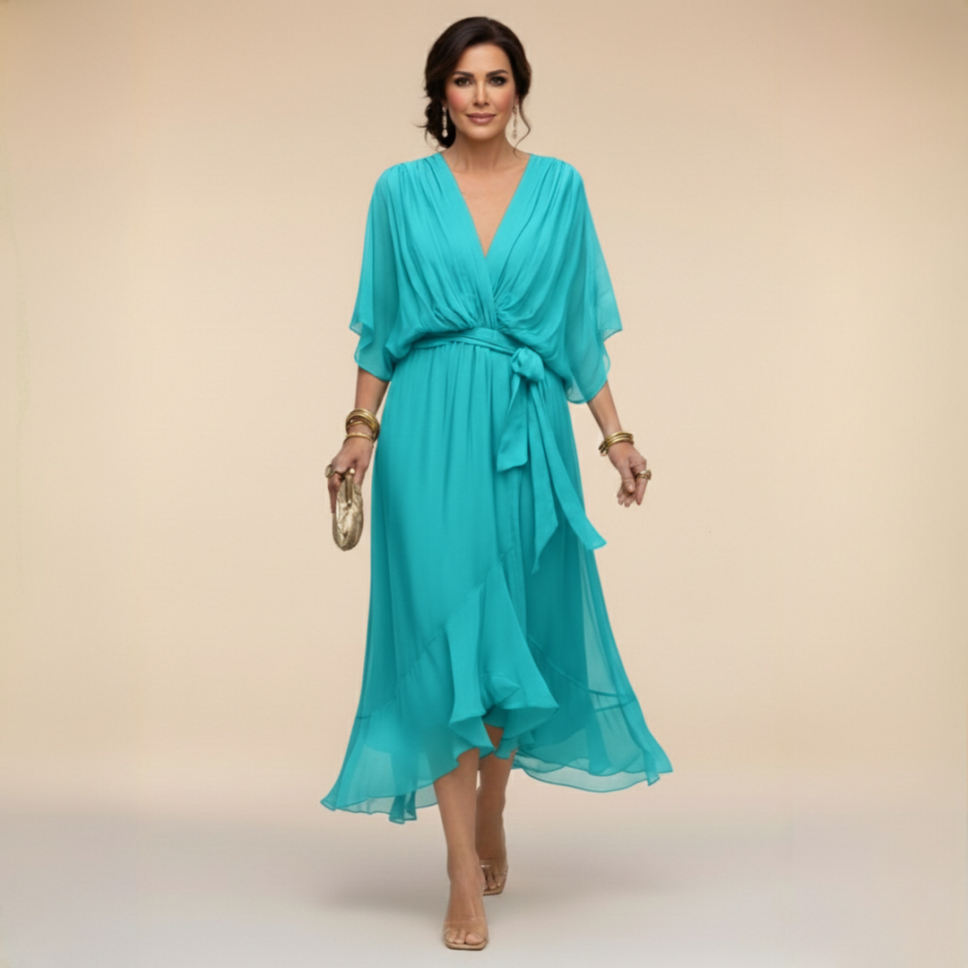 Monica™ | Vestido Elegante de Chiffon con Escote en V