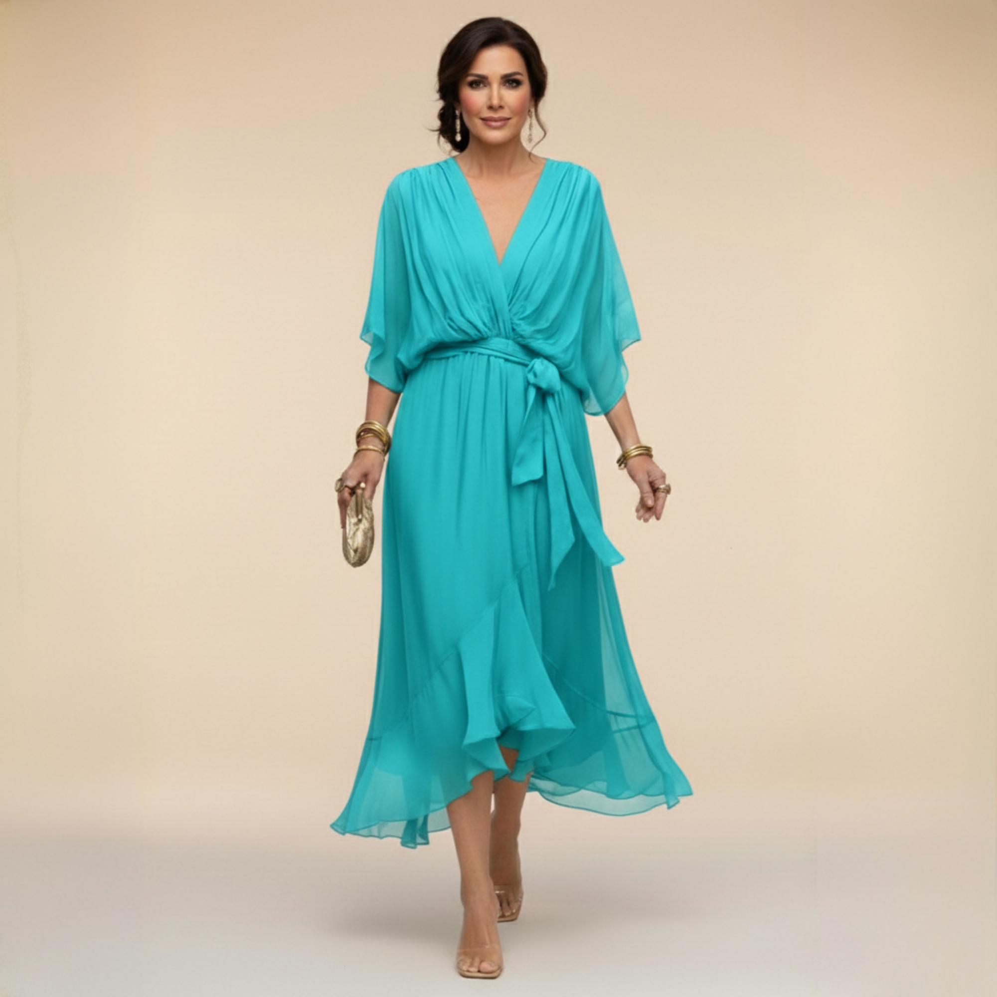 Monica™ | Vestido Elegante de Chiffon con Escote en V