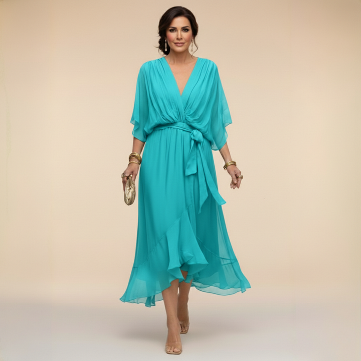 Monica™ | Vestido Elegante de Chiffon con Escote en V