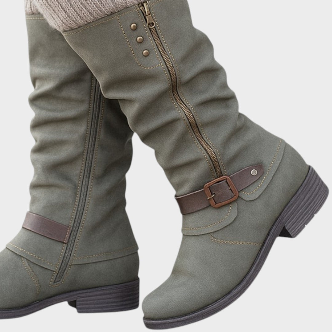 Gloria | Bota de Caña Alta con Detalle de Malla Trenzada