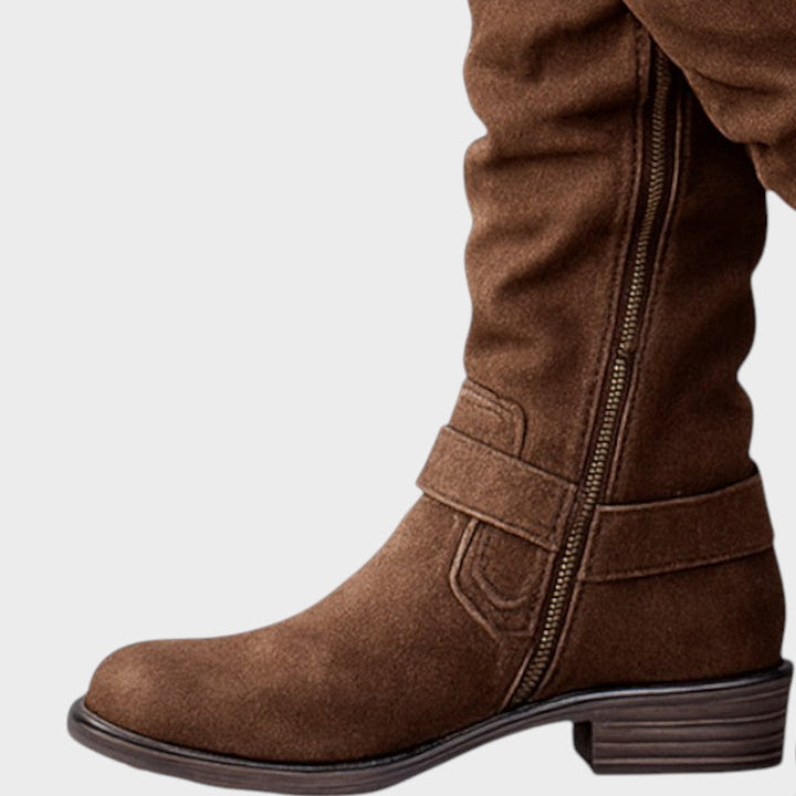 Gloria | Bota de Caña Alta con Detalle de Malla Trenzada