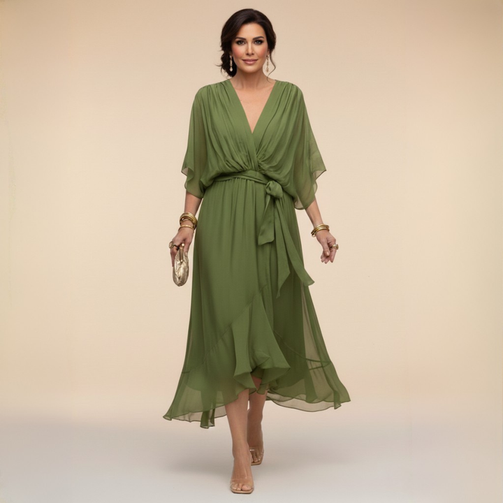 Monica™ | Vestido Elegante de Chiffon con Escote en V