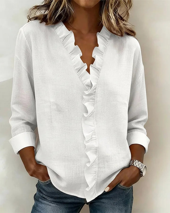 Lucía | Blusa Elegante con Volantes y Escote en V