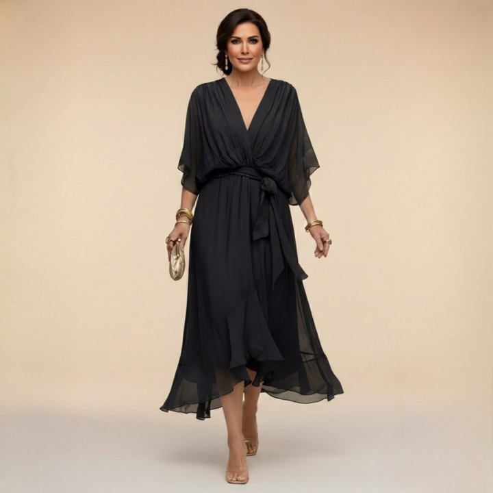 Monica™ | Vestido Elegante de Chiffon con Escote en V
