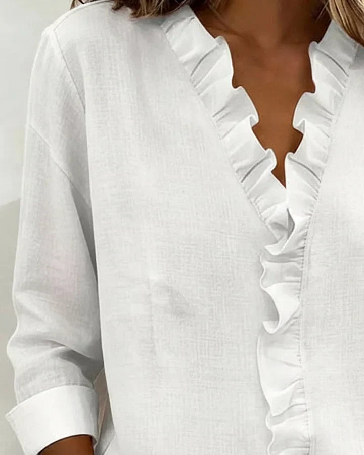 Lucía | Blusa Elegante con Volantes y Escote en V