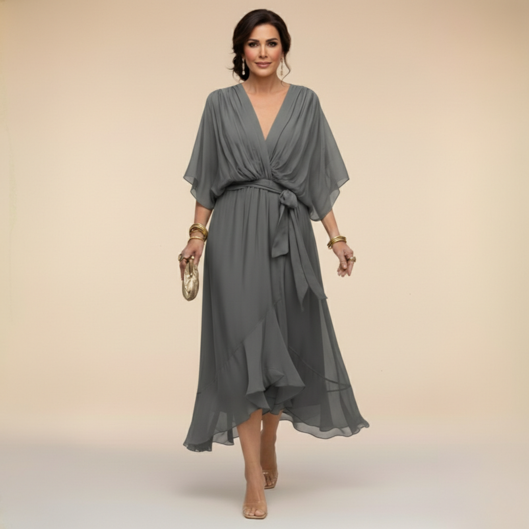 Monica™ | Vestido Elegante de Chiffon con Escote en V