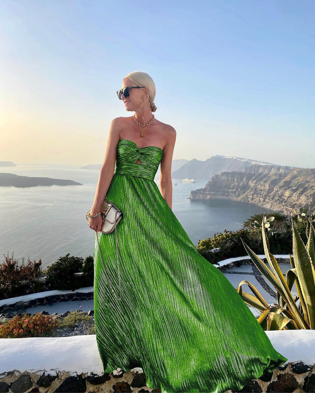 Ane - Vestido Elegante Invitada Boda Verano Largo Palabra de Honor Brillante de Fiesta Formal Para Mujer 2025