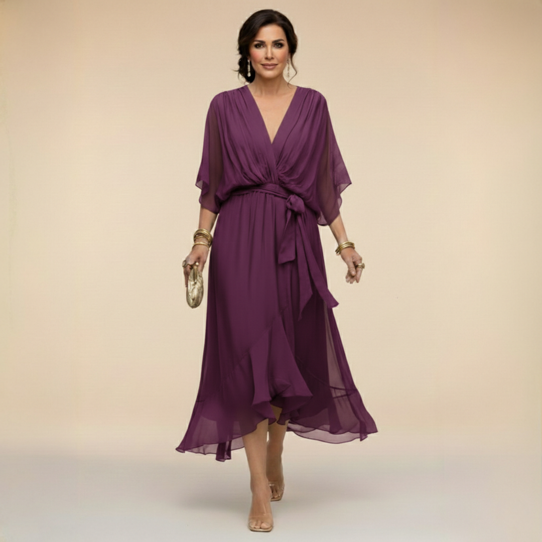 Monica™ | Vestido Elegante de Chiffon con Escote en V
