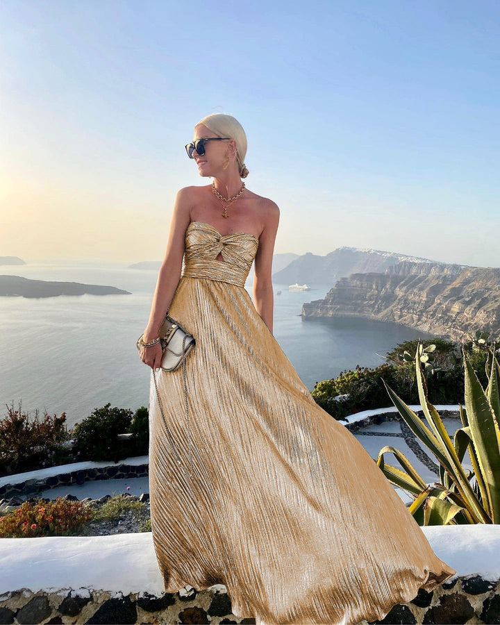 Ane - Vestido Elegante Invitada Boda Verano Largo Palabra de Honor Brillante de Fiesta Formal Para Mujer 2025