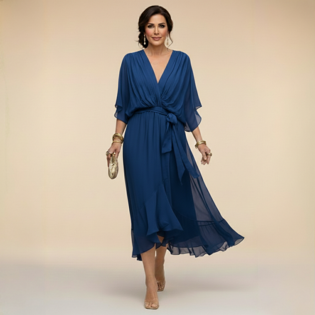 Monica™ | Vestido Elegante de Chiffon con Escote en V