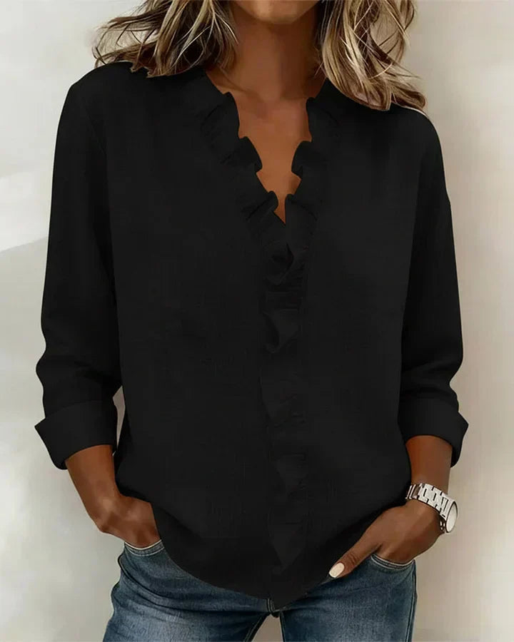 Lucía | Blusa Elegante con Volantes y Escote en V