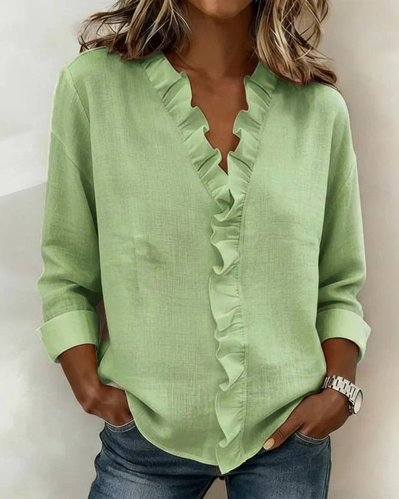 Lucía | Blusa Elegante con Volantes y Escote en V