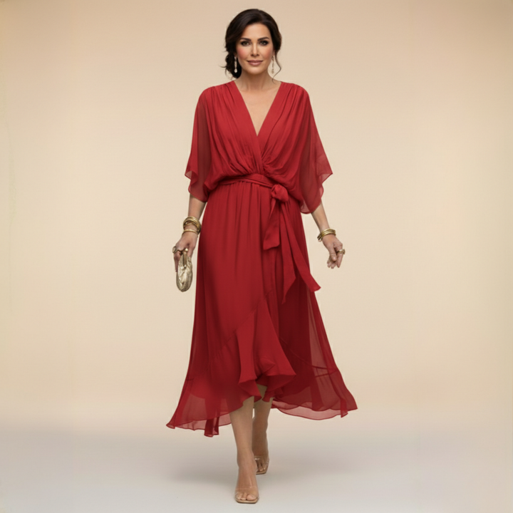 Monica™ | Vestido Elegante de Chiffon con Escote en V