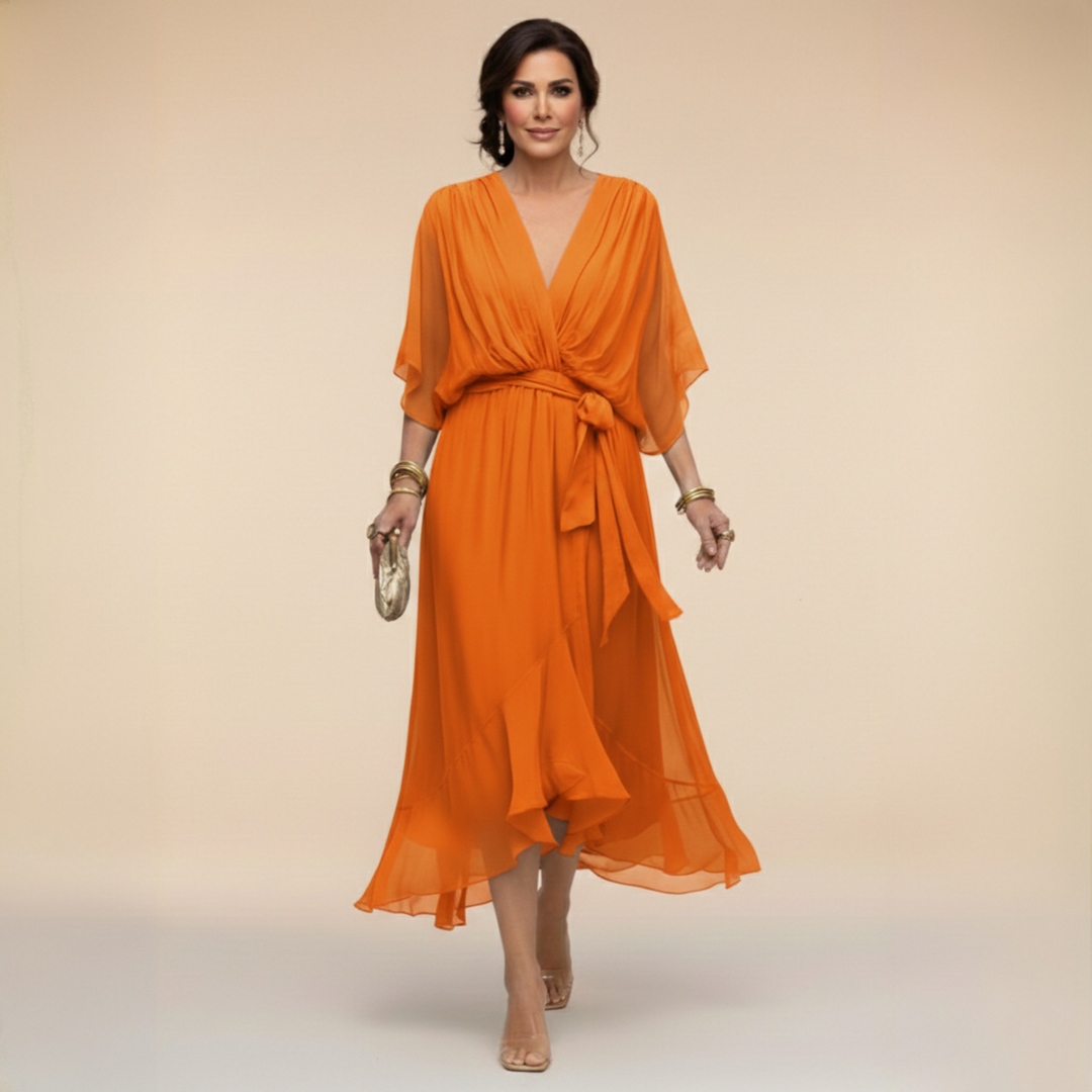 Monica™ | Vestido Elegante de Chiffon con Escote en V