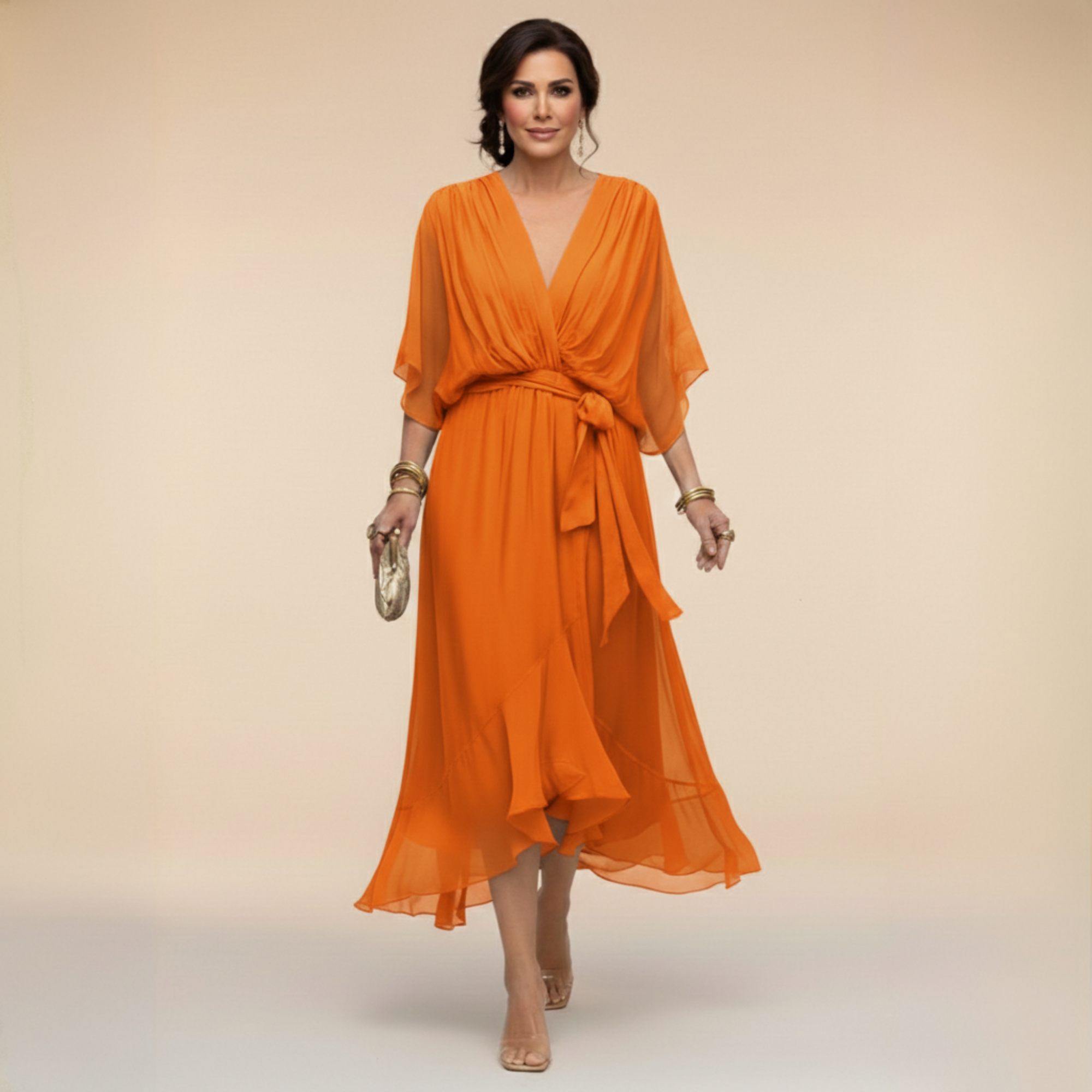 Monica™ | Vestido Elegante de Chiffon con Escote en V