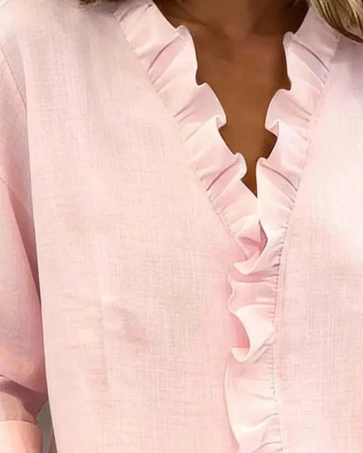 Lucía | Blusa Elegante con Volantes y Escote en V