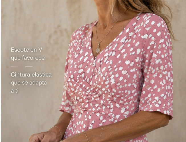 COLETTE | Vestido Midi Favorecedor Rosa