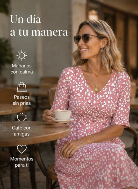 COLETTE | Vestido Midi Favorecedor Rosa