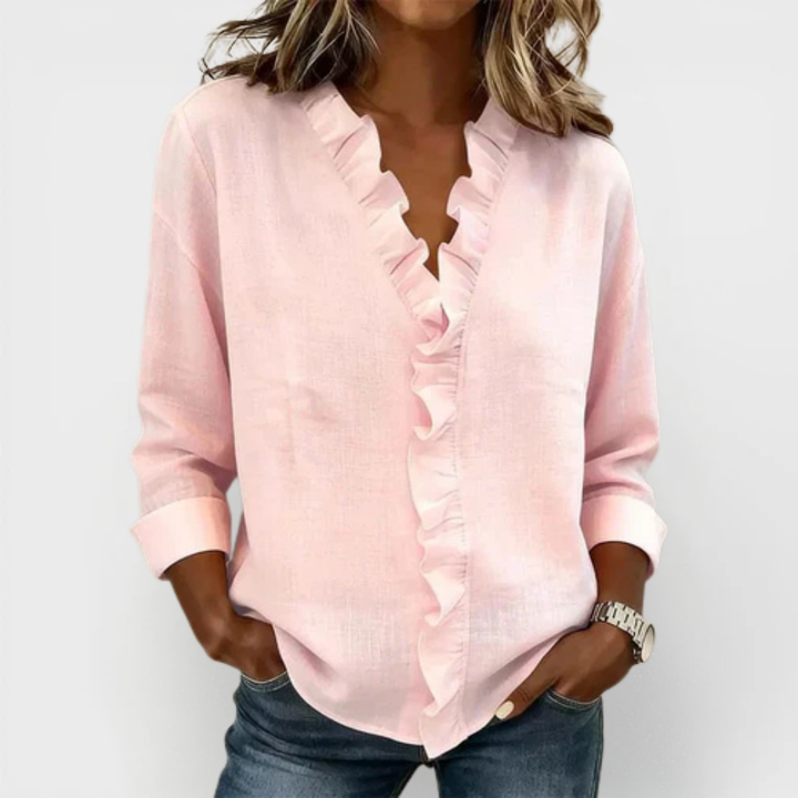 Lucía | Blusa Elegante con Volantes y Escote en V