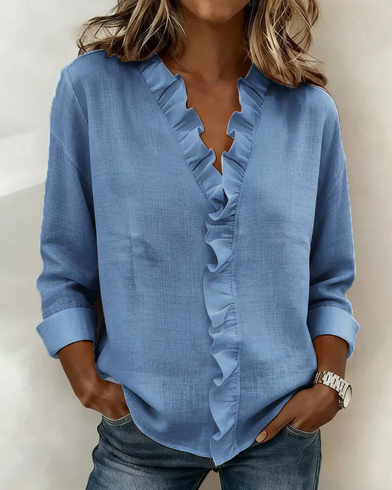 Lucía | Blusa Elegante con Volantes y Escote en V