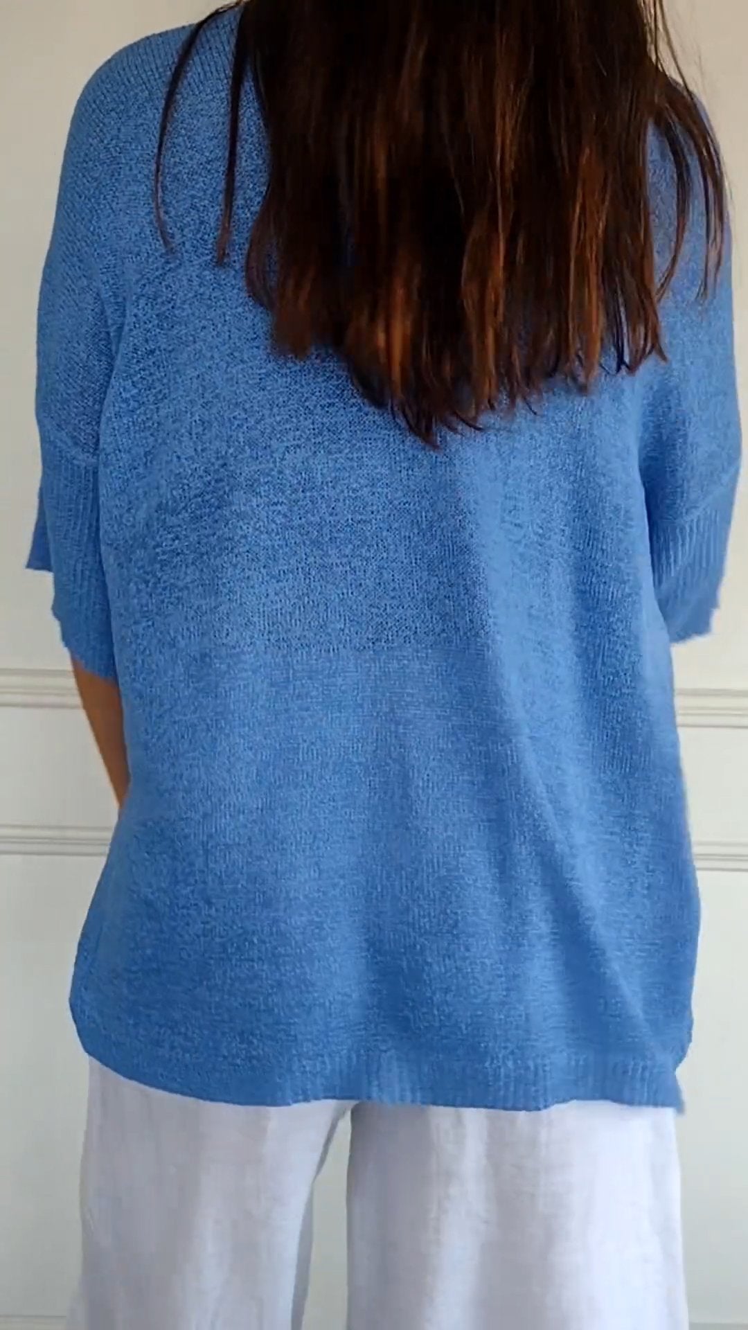 Felicidad - Camiseta de punto con cuello en V