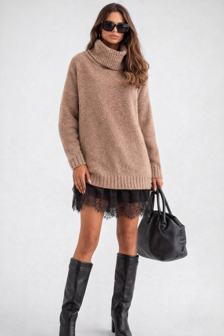Aurora™ | Conjunto Elegante de Jersey Oversize + Vestido de Encaje