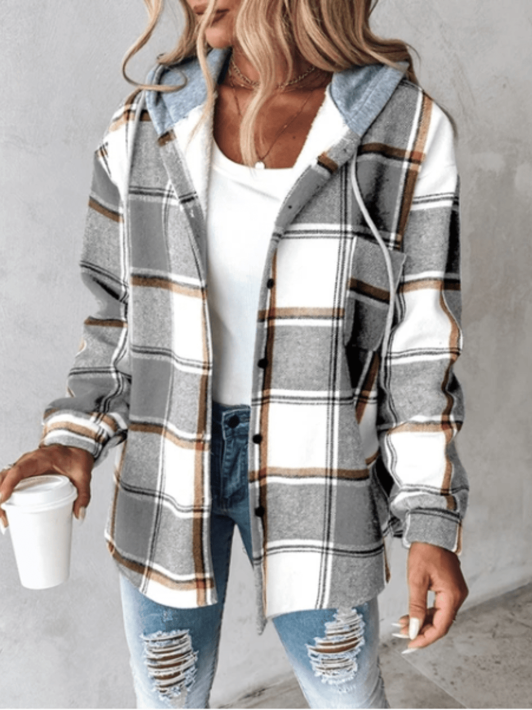 Griselda - Blusa de Cuadros con Capucha