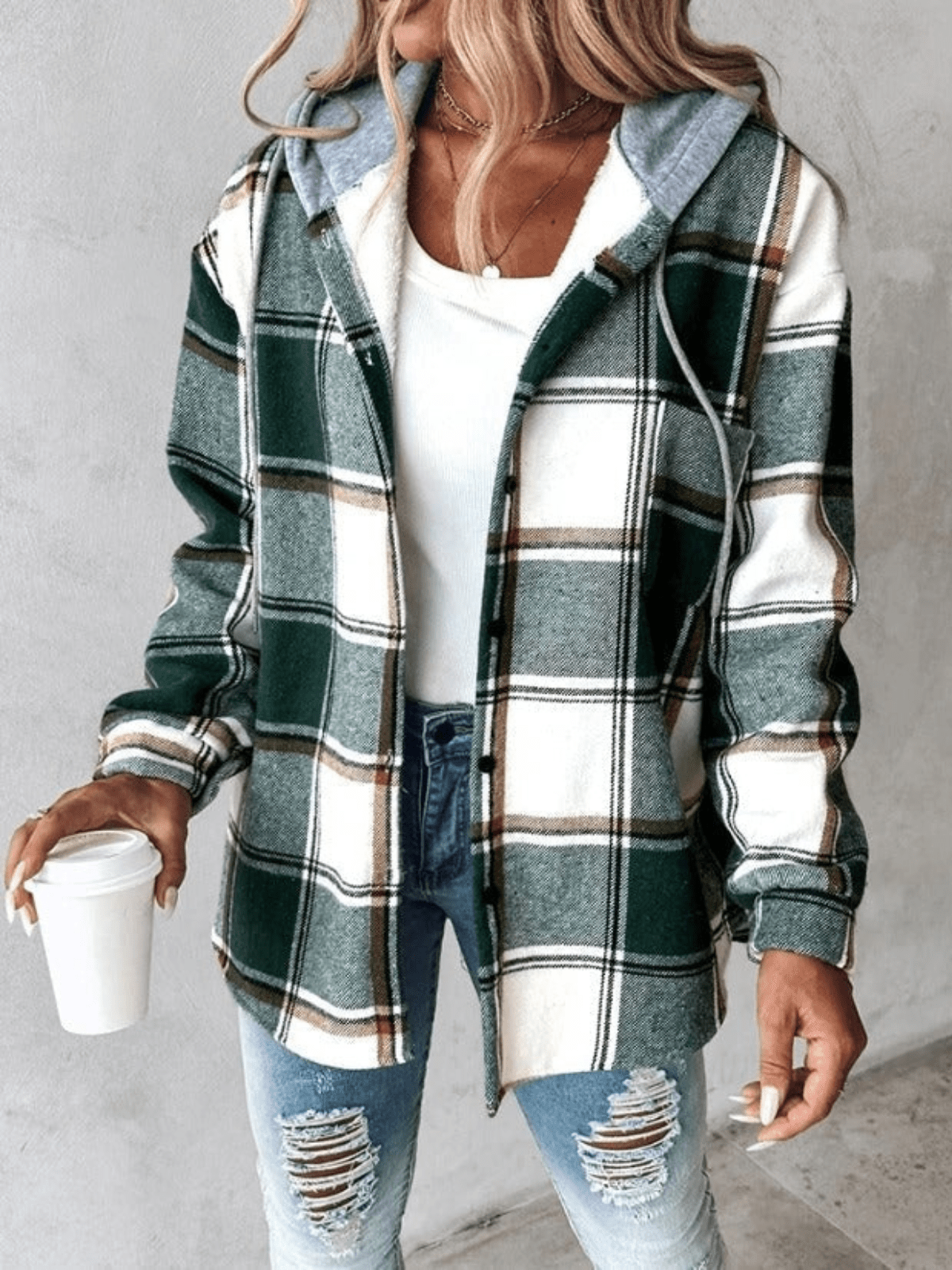 Griselda - Blusa de Cuadros con Capucha